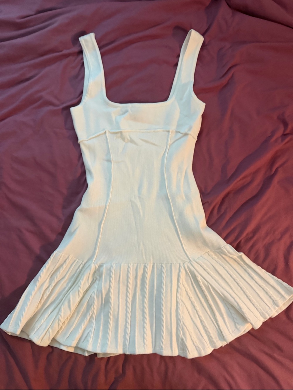 Blue Blush White Sleeveless Knit Mini Dress